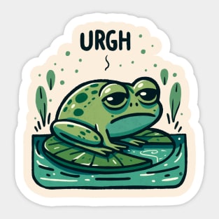 Moody Frog on Lily Pad - Perfect for Expressing Those “URGH” Days Sticker